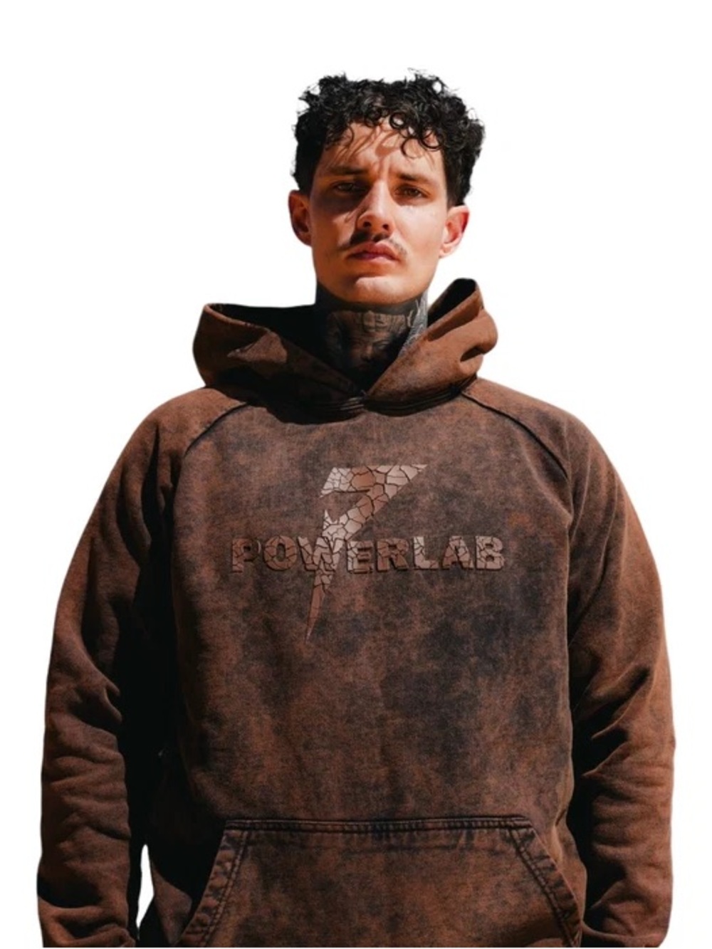 Brown Distressed Pullover Hoodie - Men's Casual